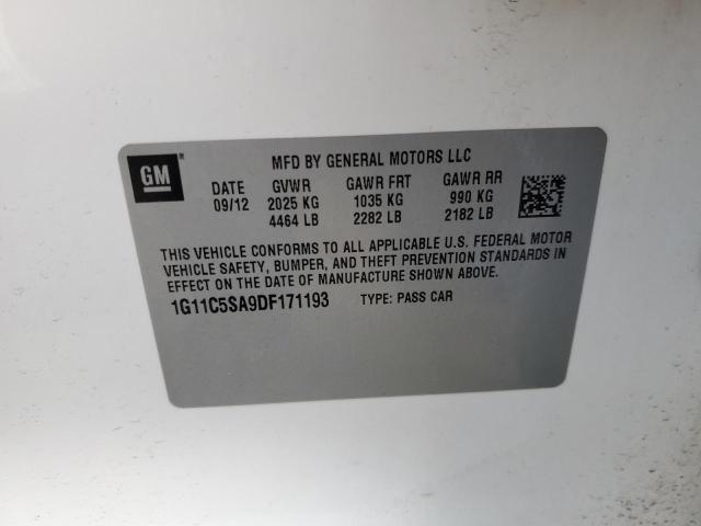 1G11C5SA9DF171193 - 2013 CHEVROLET MALIBU 1LT WHITE photo 12