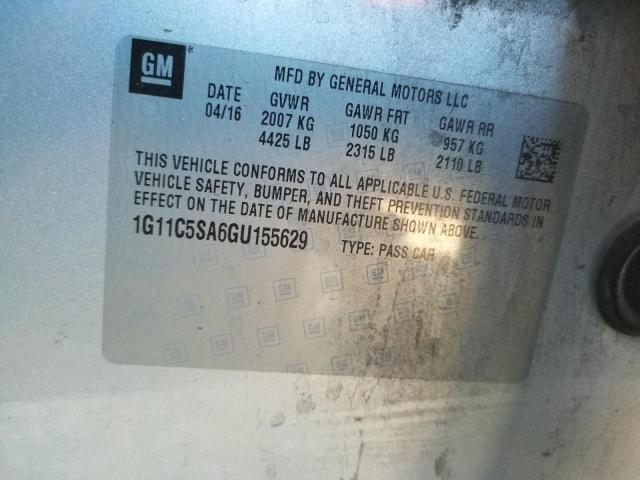 1G11C5SA6GU155629 - 2016 CHEVROLET MALIBU LIM LT 银色 照片 12