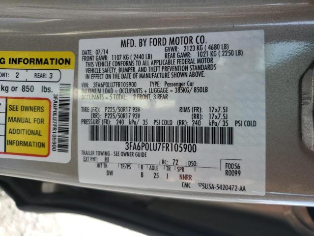 3FA6P0LU7FR105900 - 2015 FORD FUSION SE HYBRID BEIGE photo 12