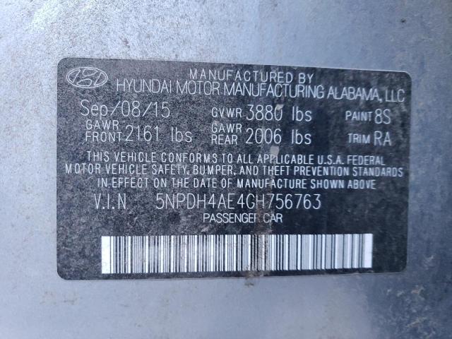 5NPDH4AE4GH756763 - 2016 HYUNDAI ELANTRA SE SILVER photo 13