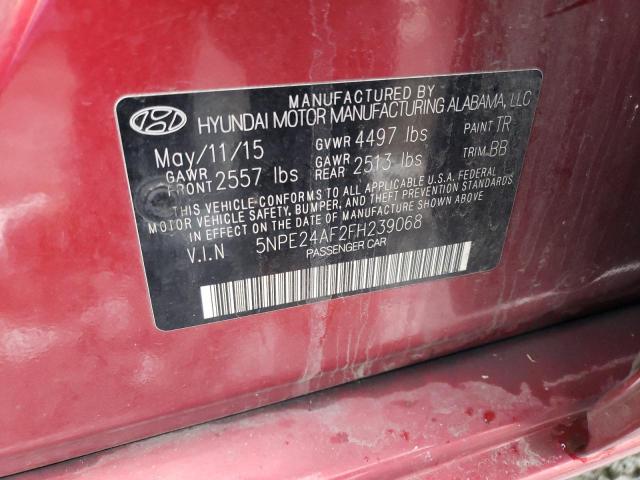 5NPE24AF2FH239068 - 2015 HYUNDAI SONATA SE RED photo 12