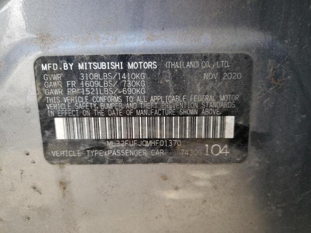 ML32FUFJ0MHF01370 - 2021 MITSUBISHI MIRAGE G4 ES ნაცრისფერი ფოტო 12