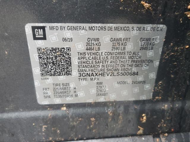 3GNAXHEV2LS500684 - 2020 CHEVROLET EQUINOX LS GRAY photo 12