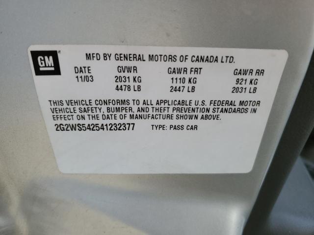 2G2WS542541232377 - 2004 PONTIAC GRAND PRIX GT2 SILVER photo 12