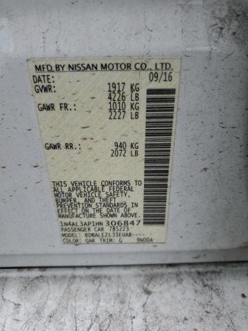 1N4AL3AP1HN306847 - 2017 NISSAN ALTIMA 2.5 WHITE photo 12