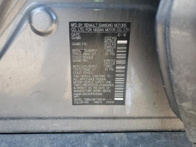 KNMAT2MVXHP506189 - 2017 NISSAN ROGUE S GRAY photo 13