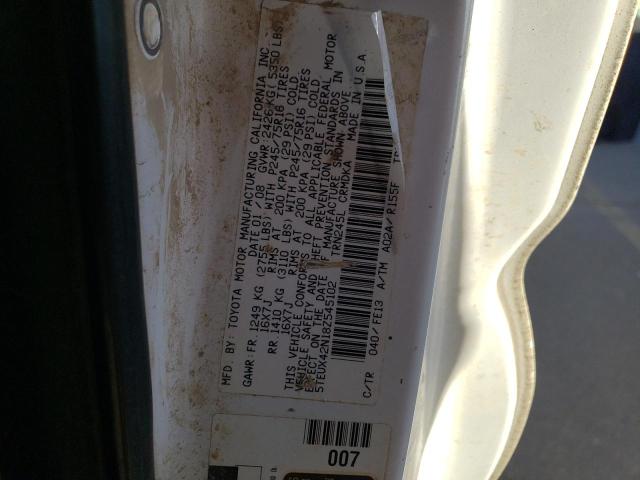 5TEUX42N18Z545102 - 2008 TOYOTA TACOMA ACCESS CAB თეთრი ფოტო 12