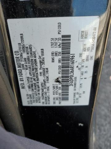 3FADP0L36AR160961 - 2010 FORD FUSION HYBRID BLACK photo 12