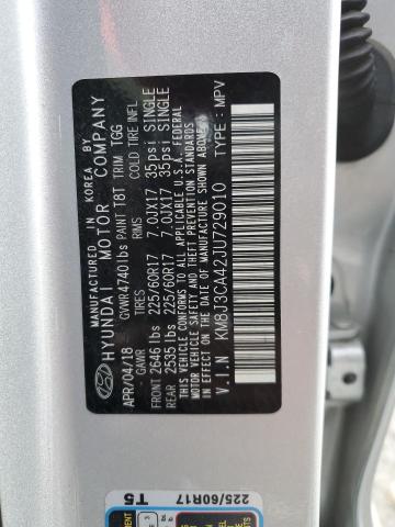 KM8J3CA42JU729010 - 2018 HYUNDAI TUCSON SEL SILVER photo 12