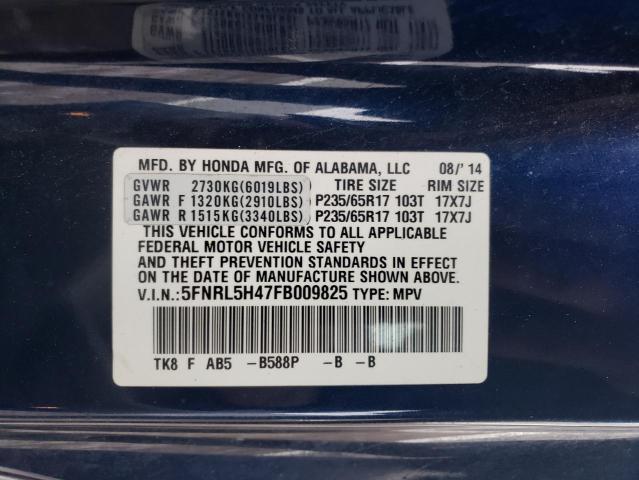 5FNRL5H47FB009825 - 2015 HONDA ODYSSEY EX BLUE photo 13