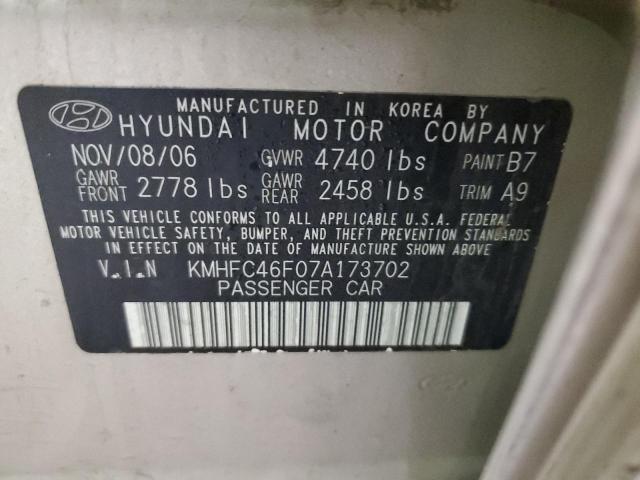 KMHFC46F07A173702 - 2007 HYUNDAI AZERA SE BEIGE photo 12