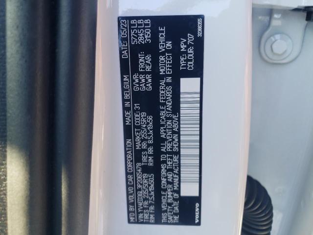 YV4ED3GL3P2065478 - 2023 VOLVO C40 RECHARGE PLUS WHITE photo 13