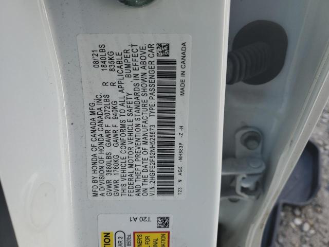 2HGFE2F52NH525673 - 2022 HONDA CIVIC SPORT 白色 照片 12