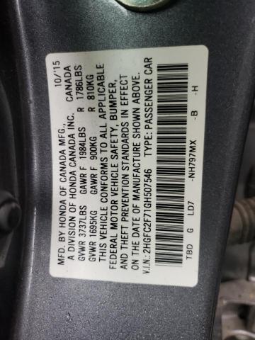 2HGFC2F71GH507546 - 2016 HONDA CIVIC EX GRAY photo 13