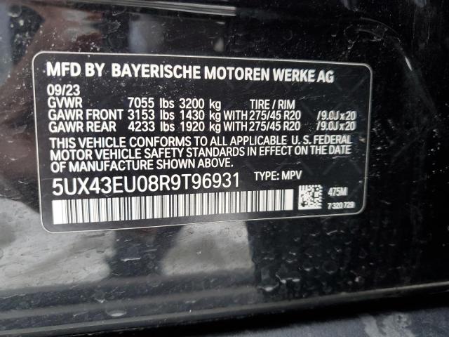 5UX43EU08R9T96931 - 2024 BMW X5 XDRIVE50E BLACK photo 13