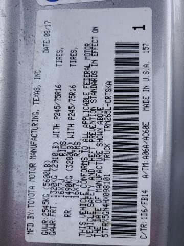 5TFRX5GN4HX098101 - 2017 TOYOTA TACOMA ACCESS CAB ვერცხლისფერი ფოტო 12