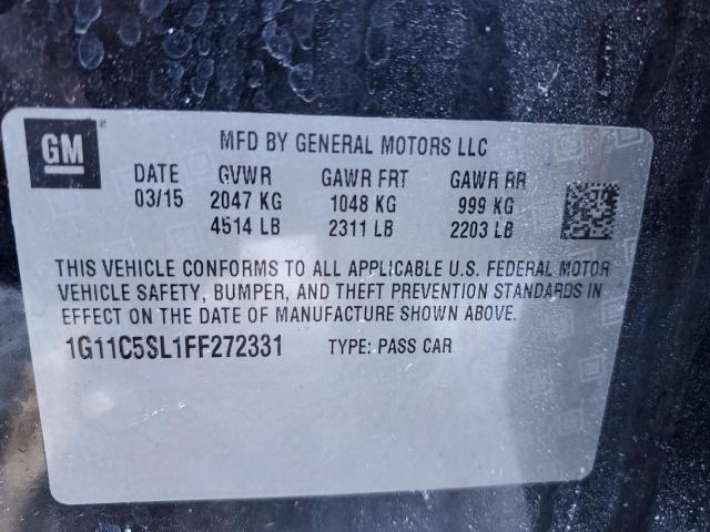 1G11C5SL1FF272331 - 2015 CHEVROLET MALIBU 1LT 黑色 照片 12