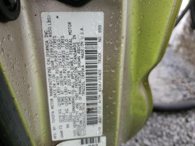 5TETX22N16Z257934 - 2006 TOYOTA TACOMA ACCESS CAB ოქროსფერი ფოტო 12