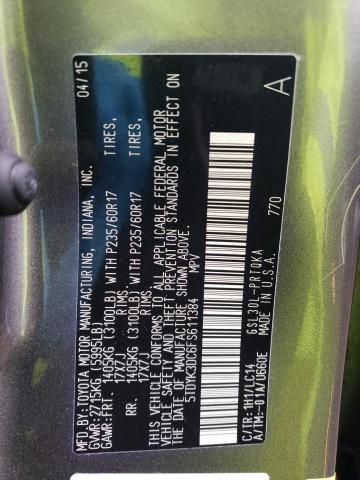 5TDYK3DC6FS611384 - 2015 TOYOTA SIENNA XLE GRAY photo 13