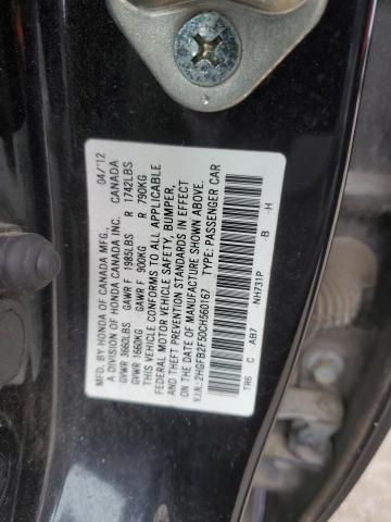 2HGFB2F50CH560167 - 2012 HONDA CIVIC LX BLACK photo 12