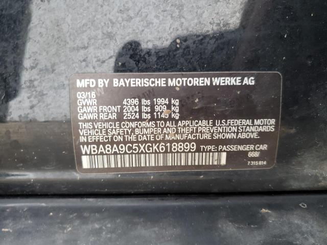 WBA8A9C5XGK618899 - 2016 BMW 320 I BLACK photo 12