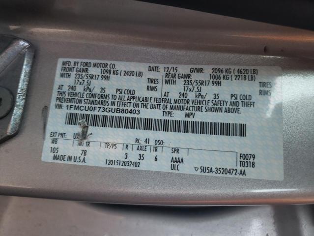 1FMCU0F73GUB80403 - 2016 FORD ESCAPE S SILVER photo 13