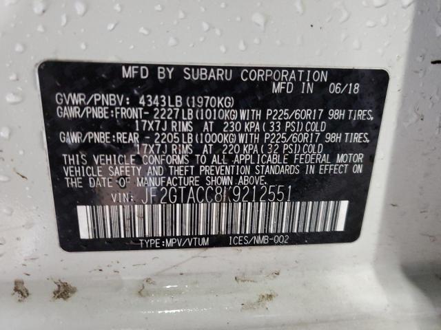 JF2GTACC8K9212551 - 2019 SUBARU CROSSTREK PREMIUM Ağ foto 13