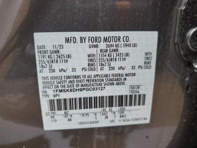 1FMSK8DH9PGC03127 - 2023 FORD EXPLORER XLT GRAY photo 14