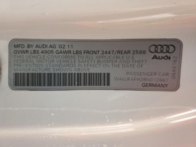 WAUJFAFH2BN012661 - 2011 AUDI A5 PREMIUM PLUS WHITE photo 12