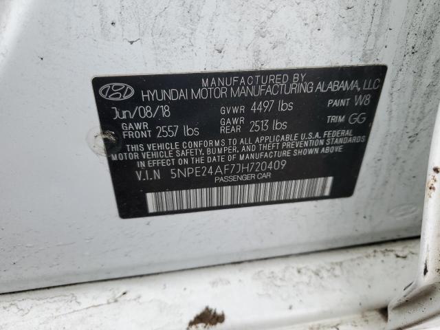 5NPE24AF7JH720409 - 2018 HYUNDAI SONATA SE WHITE photo 12