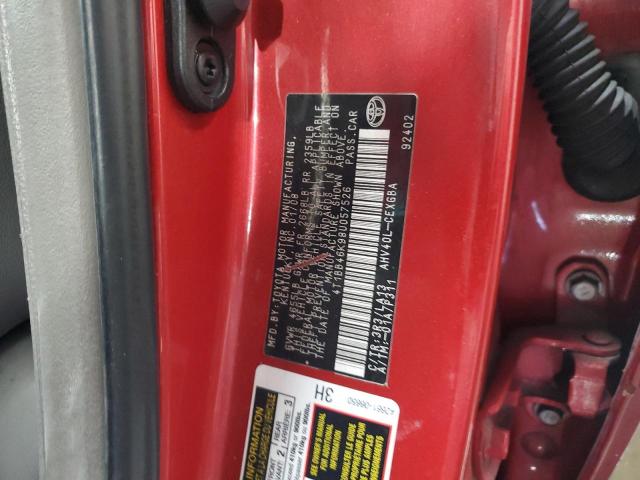 4T1BB46K98U057526 - 2008 TOYOTA CAMRY HYBRID RED photo 12