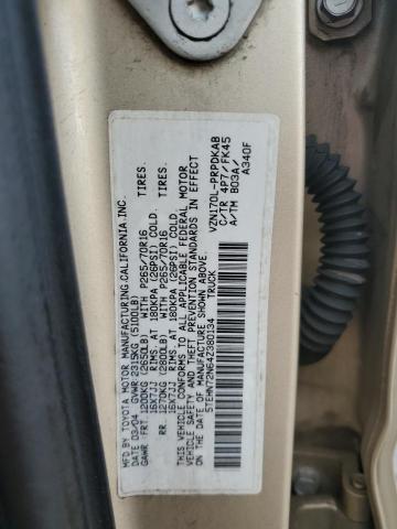5TEHN72N64Z380134 - 2004 TOYOTA TACOMA DOUBLE CAB 棕色 照片 12