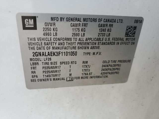 2GNALAEK3F1101050 - 2015 CHEVROLET EQUINOX LS WHITE photo 13