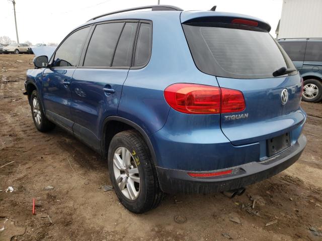 WVGBV7AX8HW513113 - 2017 VOLKSWAGEN TIGUAN S BLUE photo 3