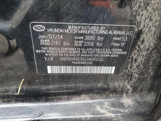 5NPDH4AE6EH468532 - 2014 HYUNDAI ELANTRA SE BLACK photo 12