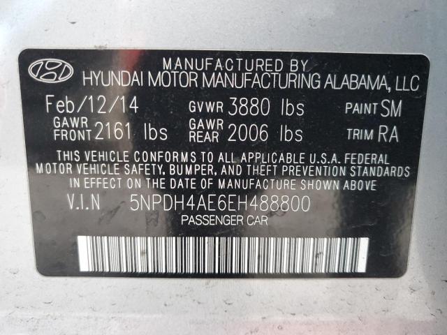 5NPDH4AE6EH488800 - 2014 HYUNDAI ELANTRA SE SILVER photo 12