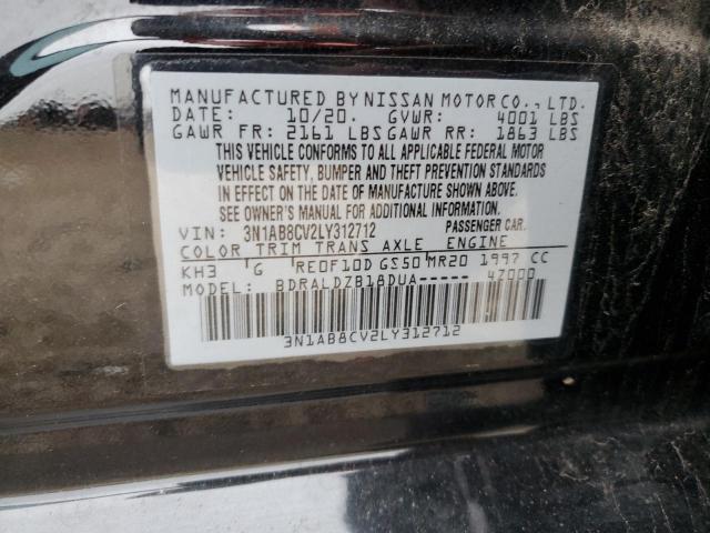 3N1AB8CV2LY312712 - 2020 NISSAN SENTRA SV BLACK photo 12