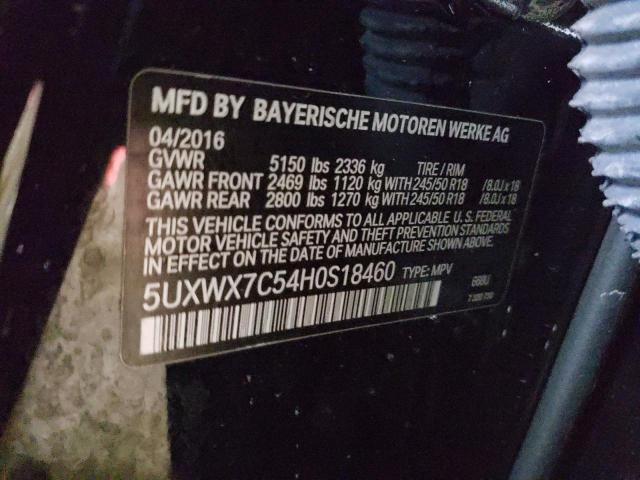 5UXWX7C54H0S18460 - 2017 BMW X3 XDRIVE35I BLACK photo 12