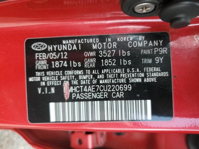 KMHCT4AE7CU220699 - 2012 HYUNDAI ACCENT GLS RED photo 13