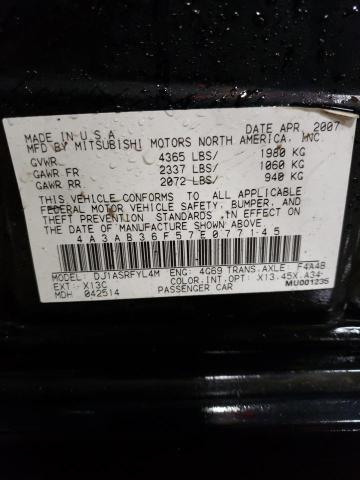 4A3AB36F57E077145 - 2007 MITSUBISHI GALANT ES BLACK photo 12