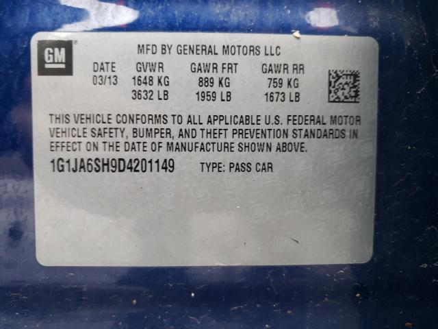1G1JA6SH9D4201149 - 2013 CHEVROLET SONIC LS 蓝色 照片 12