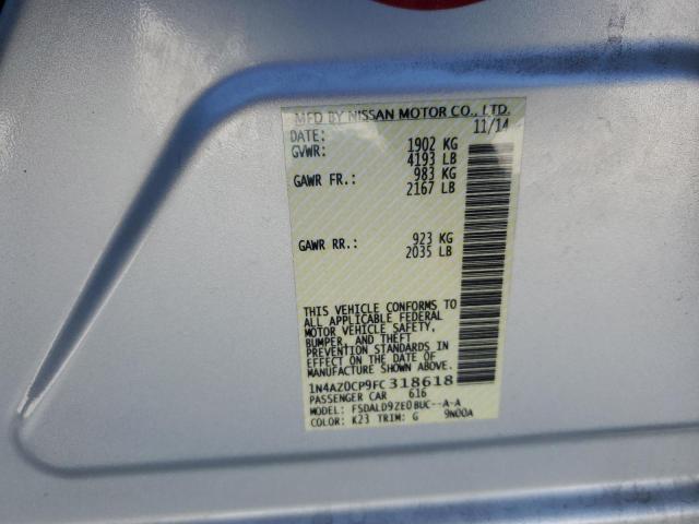 1N4AZ0CP9FC318618 - 2015 NISSAN LEAF S SILVER photo 12