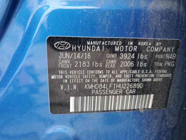 KMHD84LF1HU226890 - 2017 HYUNDAI ELANTRA SE BLUE photo 12