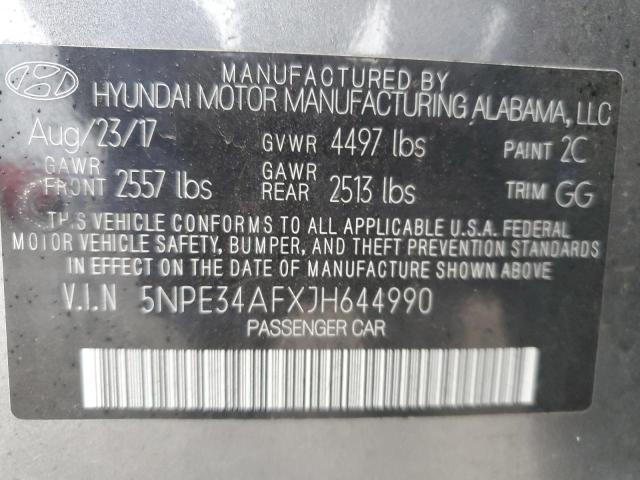 5NPE34AFXJH644990 - 2018 HYUNDAI SONATA SPORT GRAY photo 12