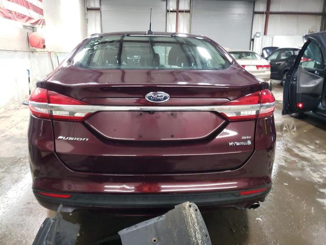 3FA6P0LU7HR162116 - 2017 FORD FUSION SE HYBRID BURGUNDY photo 6