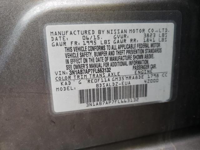 3N1AB7AP7FL663132 - 2015 NISSAN SENTRA S CHARCOAL photo 12