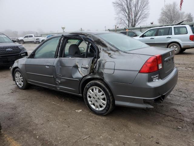 2HGES16515H516106 - 2005 HONDA CIVIC LX GRAY photo 2