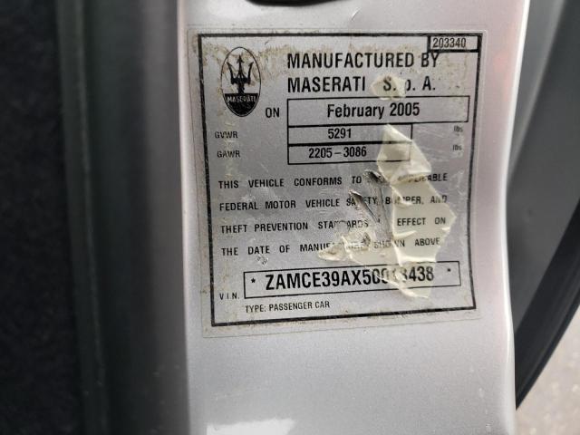 ZAMCE39AX50018438 - 2005 MASERATI QUATTROPOR M139 SILVER photo 12