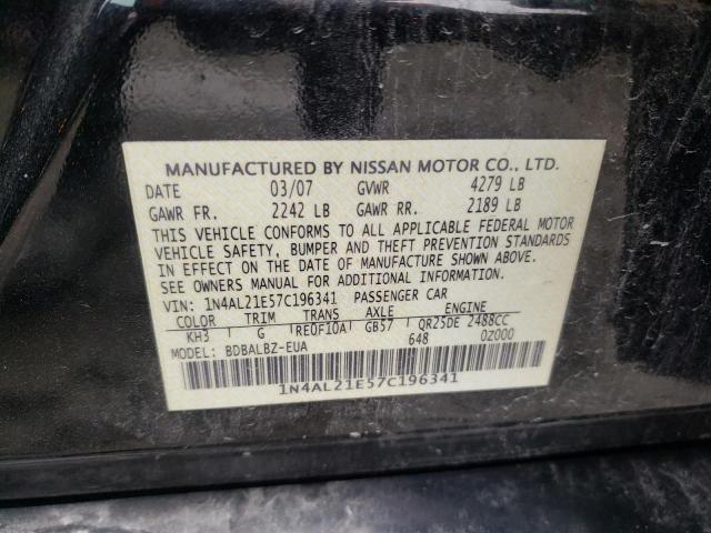 1N4AL21E57C196341 - 2007 NISSAN ALTIMA 2.5 BLACK photo 12