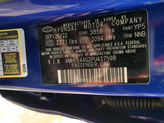 KMHLL4AG2PU437598 - 2023 HYUNDAI ELANTRA SE BLUE photo 12